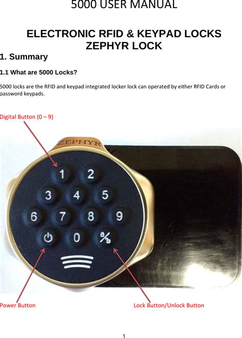 zephyrlock 5000 keypad manual